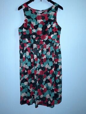 Sleeveless Floral Midi Dress in Teal and Red